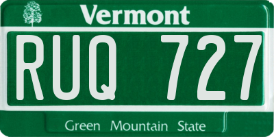 VT license plate RUQ727