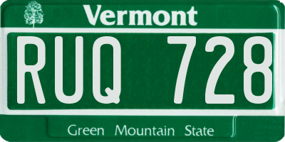 VT license plate RUQ728