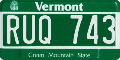 VT license plate RUQ743