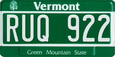 VT license plate RUQ922