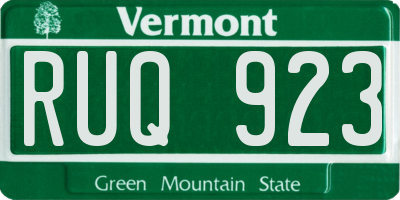 VT license plate RUQ923
