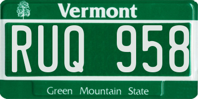 VT license plate RUQ958