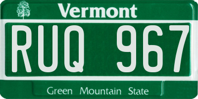 VT license plate RUQ967