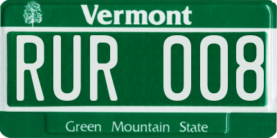 VT license plate RUR008