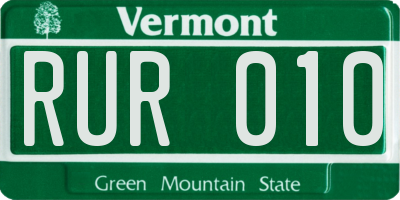 VT license plate RUR010
