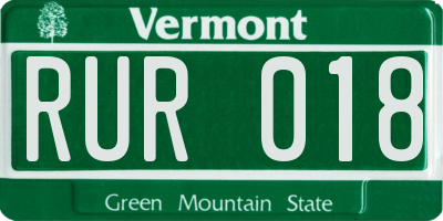 VT license plate RUR018