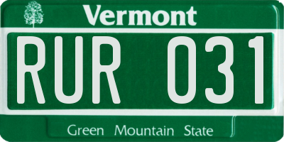 VT license plate RUR031