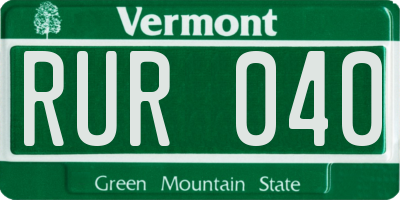 VT license plate RUR040