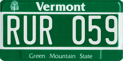 VT license plate RUR059