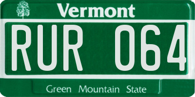 VT license plate RUR064