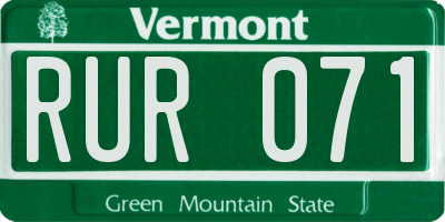 VT license plate RUR071