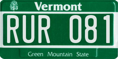 VT license plate RUR081