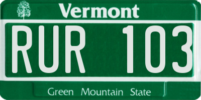VT license plate RUR103