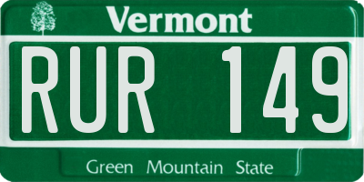 VT license plate RUR149