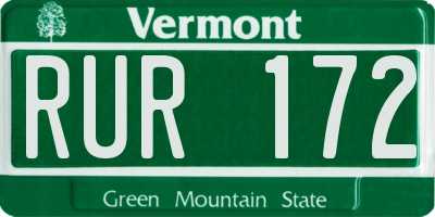 VT license plate RUR172