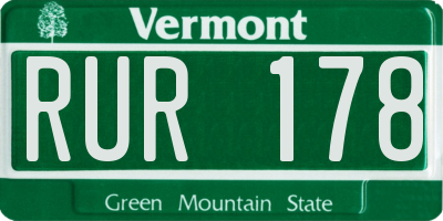 VT license plate RUR178