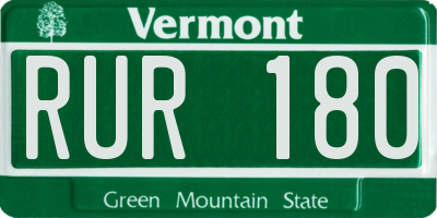 VT license plate RUR180