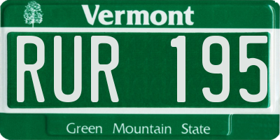 VT license plate RUR195
