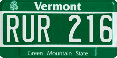 VT license plate RUR216