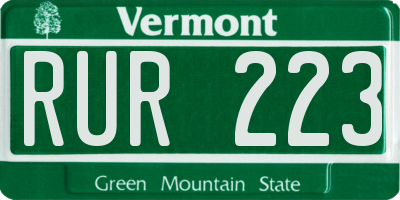 VT license plate RUR223