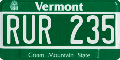 VT license plate RUR235