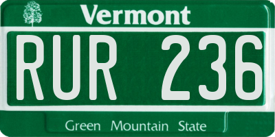 VT license plate RUR236