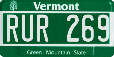 VT license plate RUR269