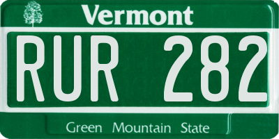 VT license plate RUR282