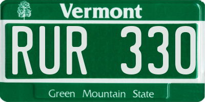 VT license plate RUR330