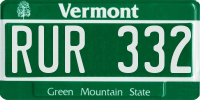VT license plate RUR332