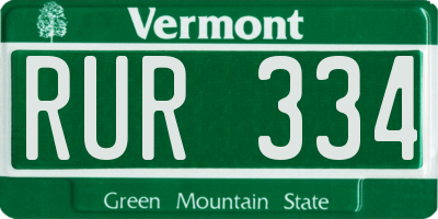 VT license plate RUR334