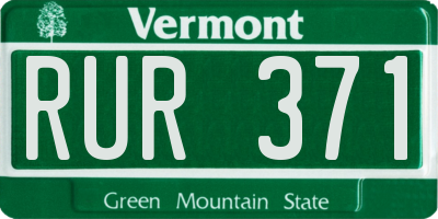VT license plate RUR371