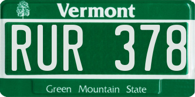 VT license plate RUR378