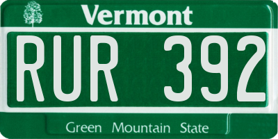 VT license plate RUR392