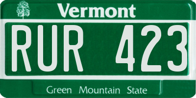 VT license plate RUR423