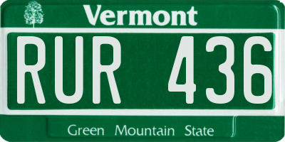 VT license plate RUR436