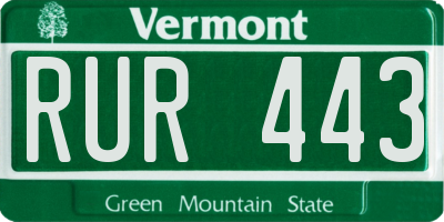 VT license plate RUR443
