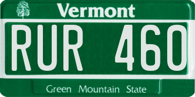 VT license plate RUR460