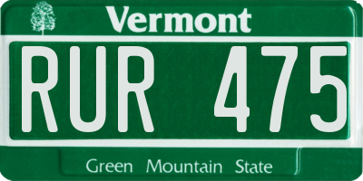 VT license plate RUR475