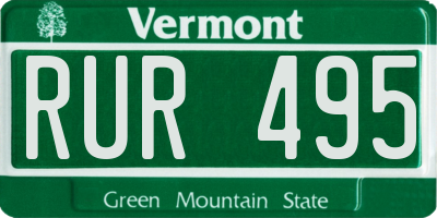 VT license plate RUR495
