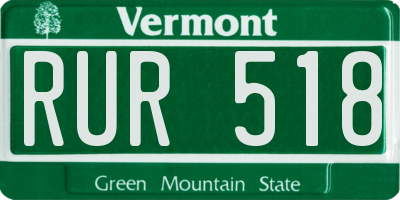 VT license plate RUR518