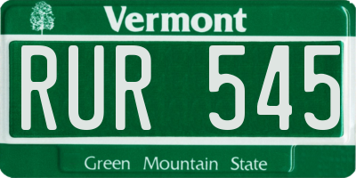 VT license plate RUR545
