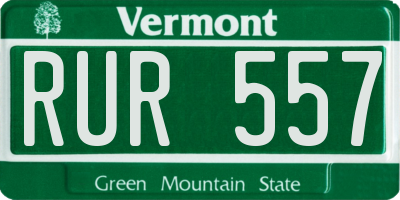 VT license plate RUR557
