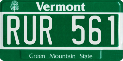 VT license plate RUR561