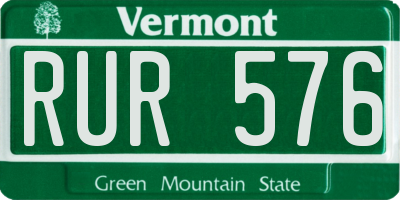 VT license plate RUR576