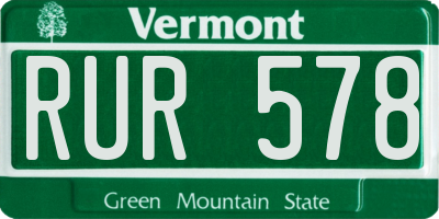 VT license plate RUR578