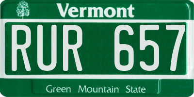 VT license plate RUR657