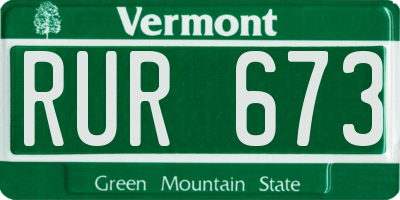 VT license plate RUR673