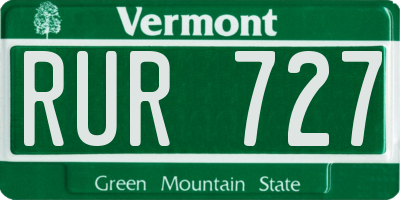 VT license plate RUR727