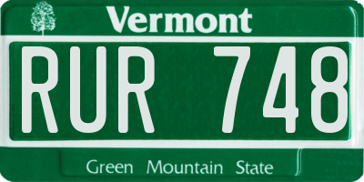 VT license plate RUR748